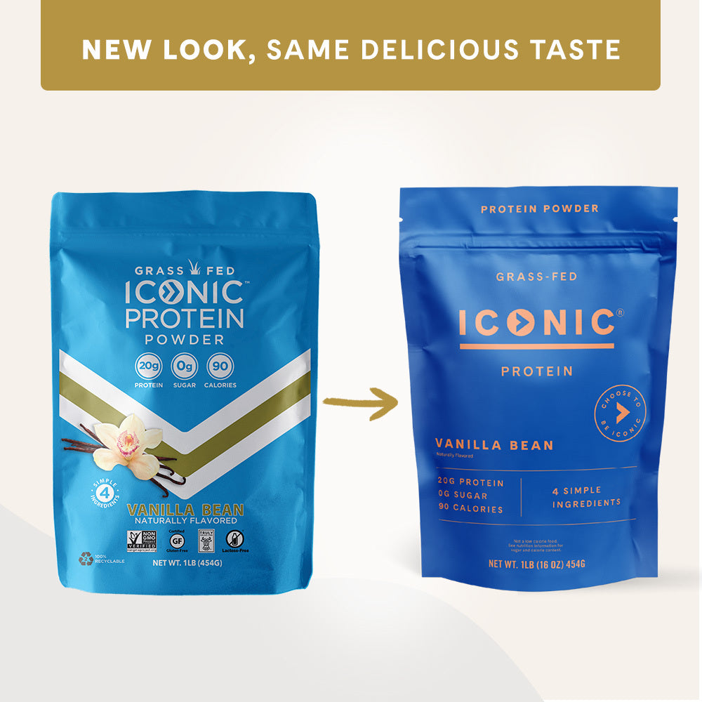 New look, same delicious taste. Transition from old packaging to new packaging.