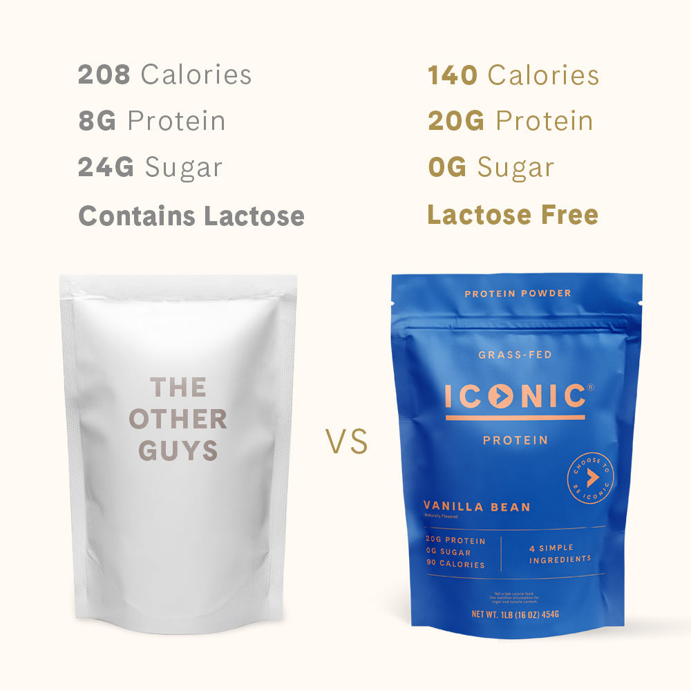 Iconic Protein Drinks, Vanilla Bean (12 Pack) - Sugar Free & Low Carb - 20g  Grass Fed Protein - Lactose Free, Gluten Free, Non-GMO, Kosher - Keto