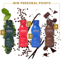 Load image into Gallery viewer, ICONIC Shakes are only 2 Weight Watcher&#39;s Personal Points per bottle.
